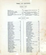 Table of Contents, Grant County 1918